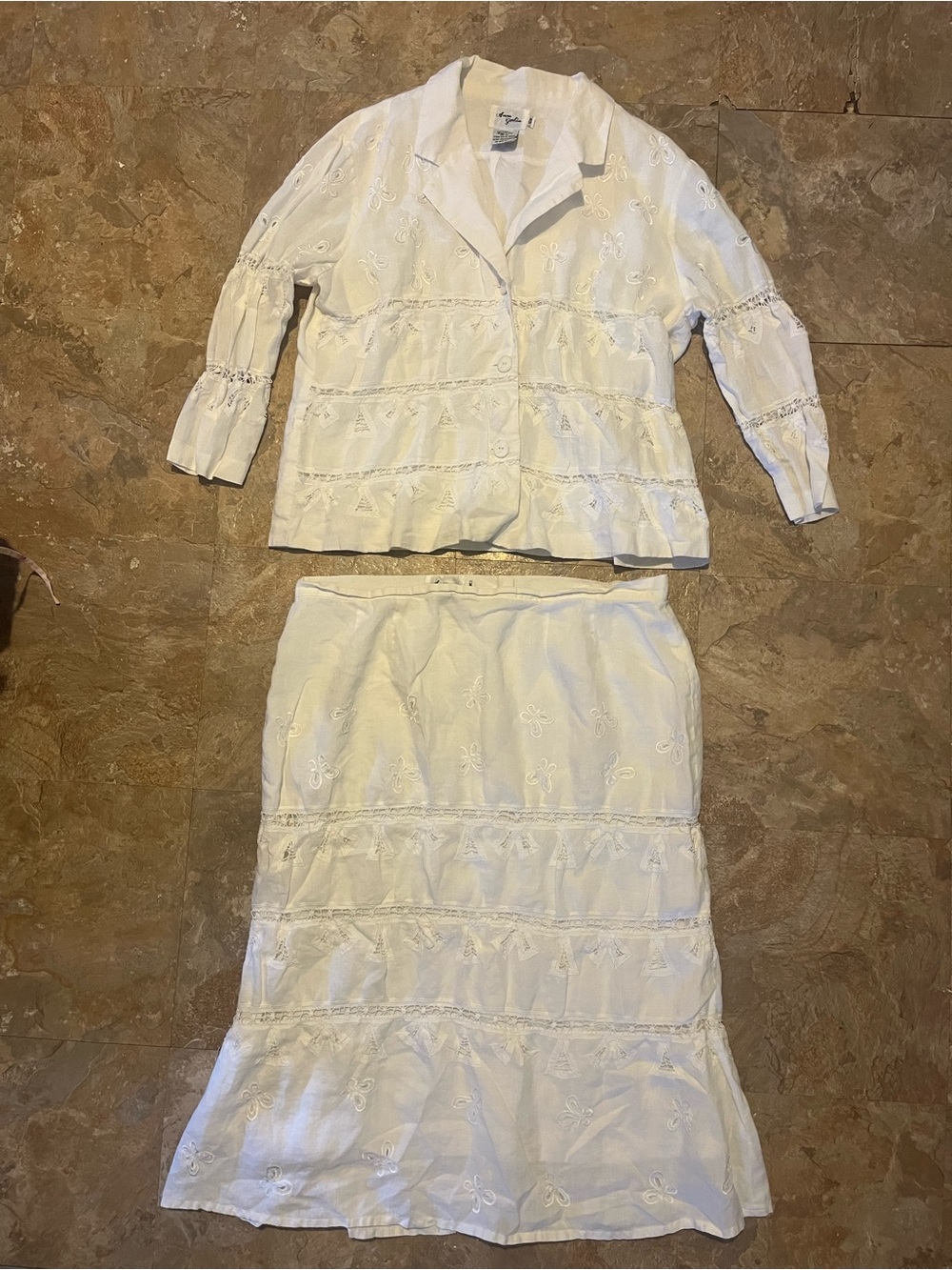 White Embroidered Two-Piece Set - Classic Comfort